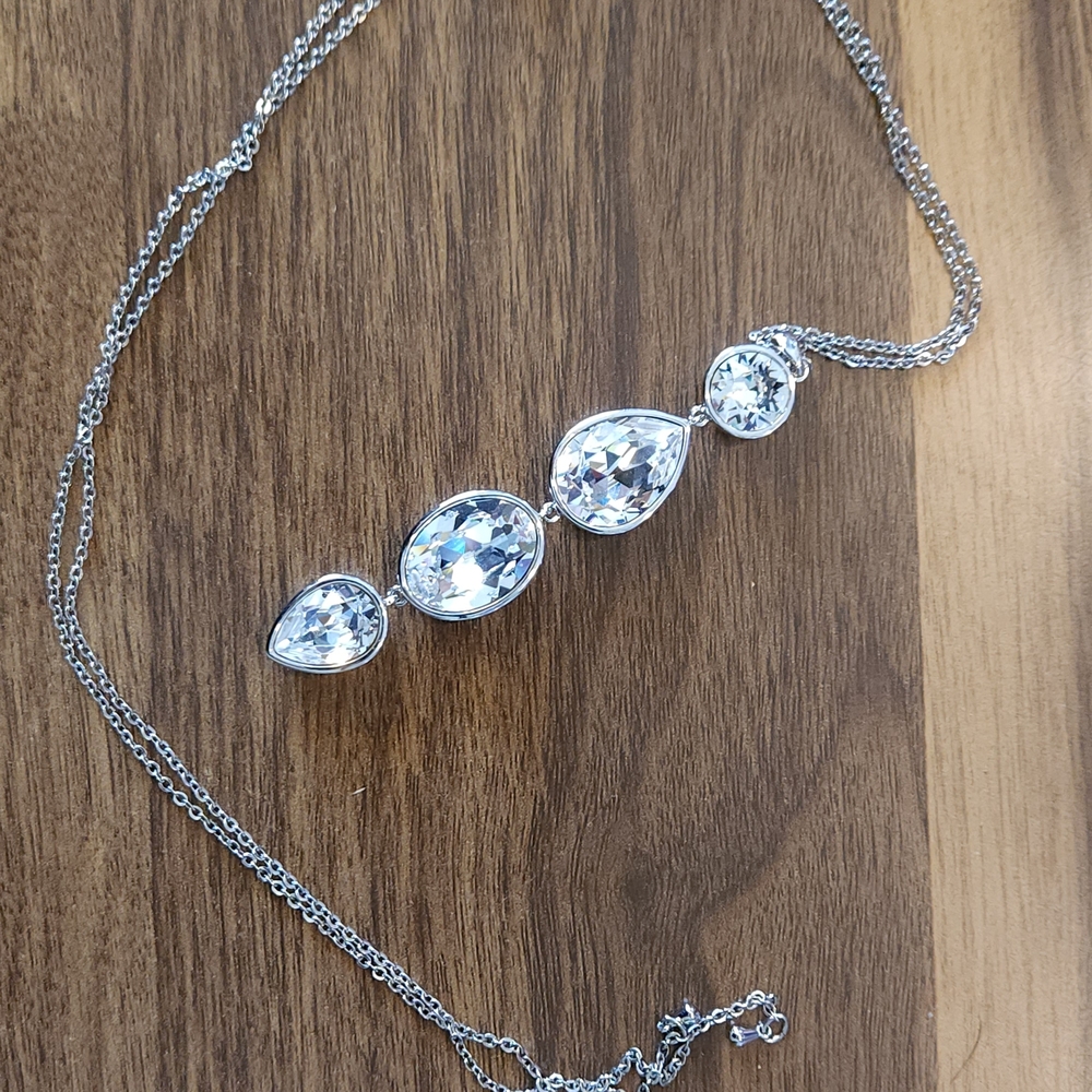Touchstone Crystal Clear Crystal Pendant Slide Necklace